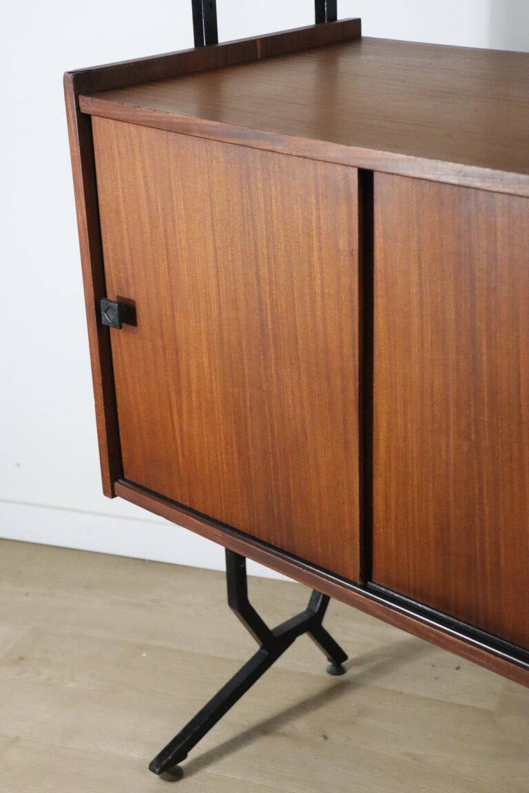 Vintage modular bookcase in wood and metal, Italy, 1960