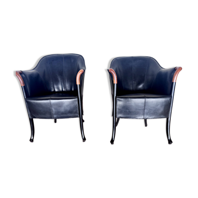 2 Fauteuils chauffeuses design Umberto Asnago pour Giorgetti Italie