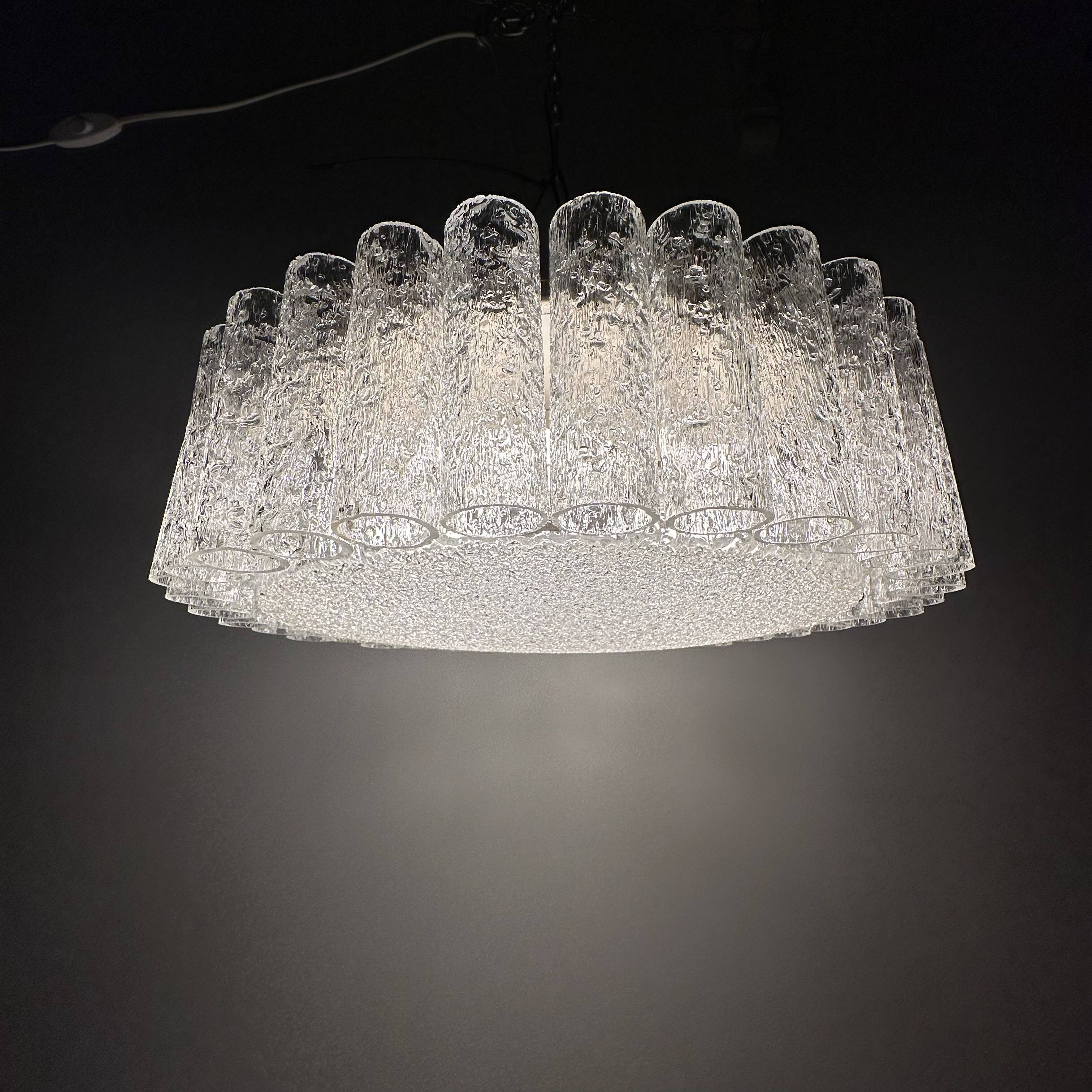 Glass Tubes Chandelier Flush mount from Doria Leuchten, 1960s