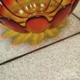 Very rare Indiana glass, amber lotus flower.