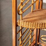 Large wooden and bamboo corner shelf