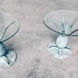 Hollywood Regency Style Brass Patinated Pineapple Side Tables, France, 1970s, Set of 2