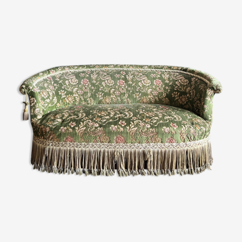Canapé d’époque Napoléon III en velours à décor floral XIXe