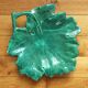 Vintage green vine leaf earthenware ceramic dish