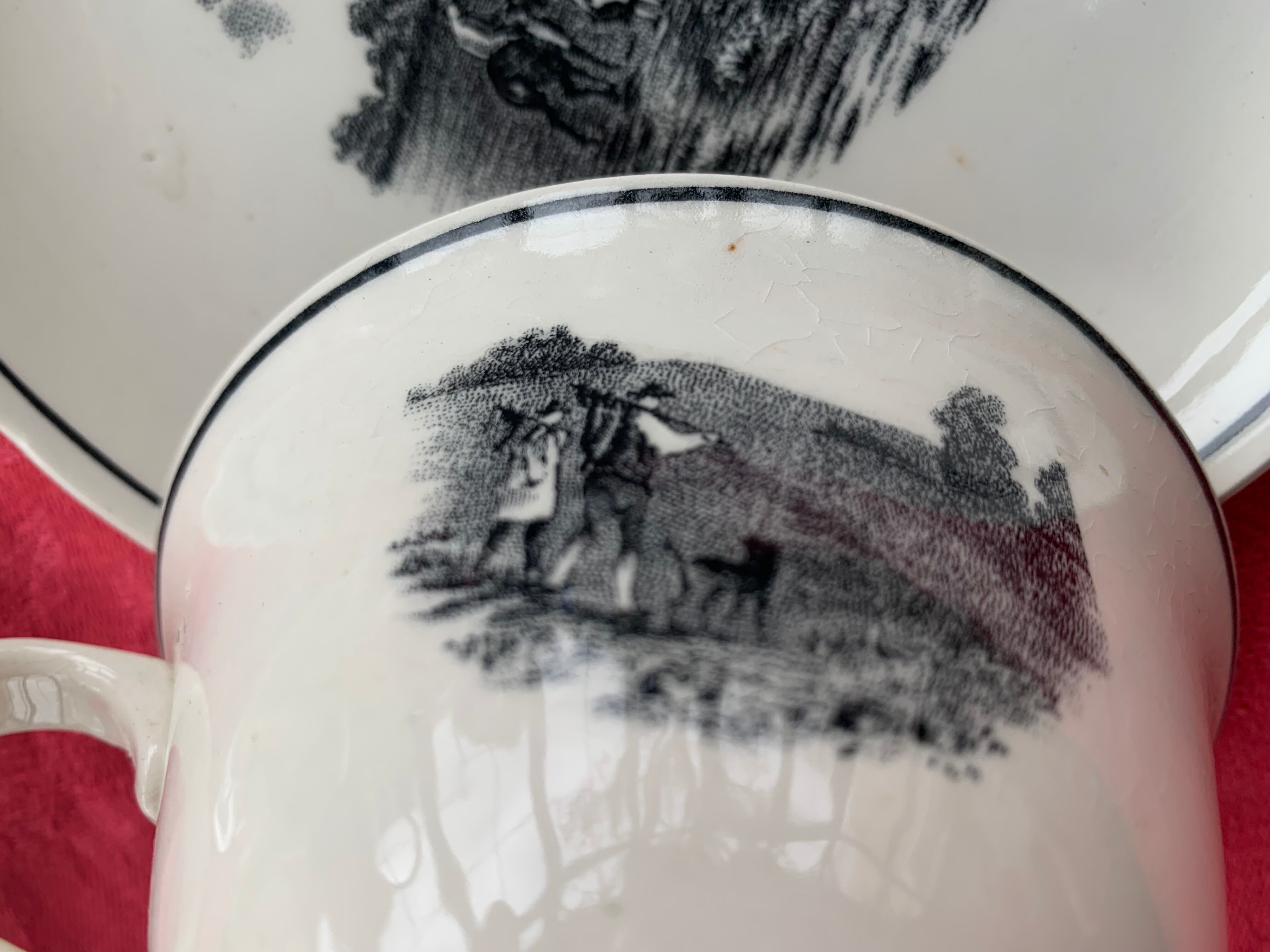 Coffee service keraluX boch Freres Belgium peasant scenes art deco