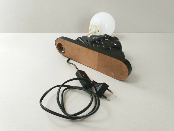 Lampe de table vintage 1980 moto en ceramique noire 80s 1980s