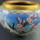 Cloisonné enamel pot cover with floral decoration with heron China Japan