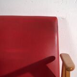2 red armchairs, circa 1960