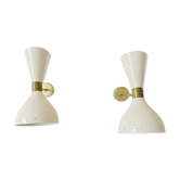 Pair of white Italian wall appliques