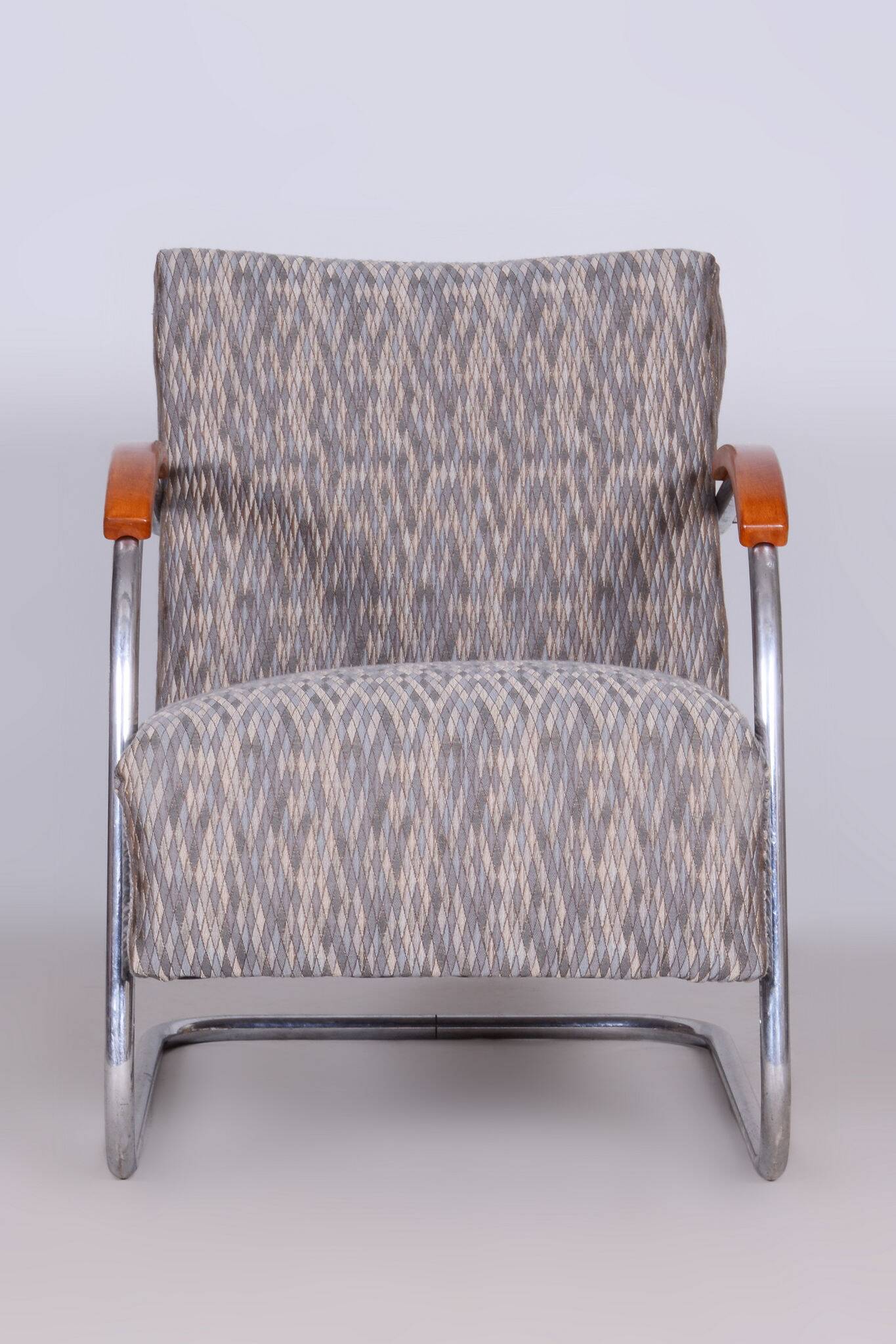 Restored Bauhaus Armchair, by Mücke-Melder, Original Upholstery, Czech, 1930s