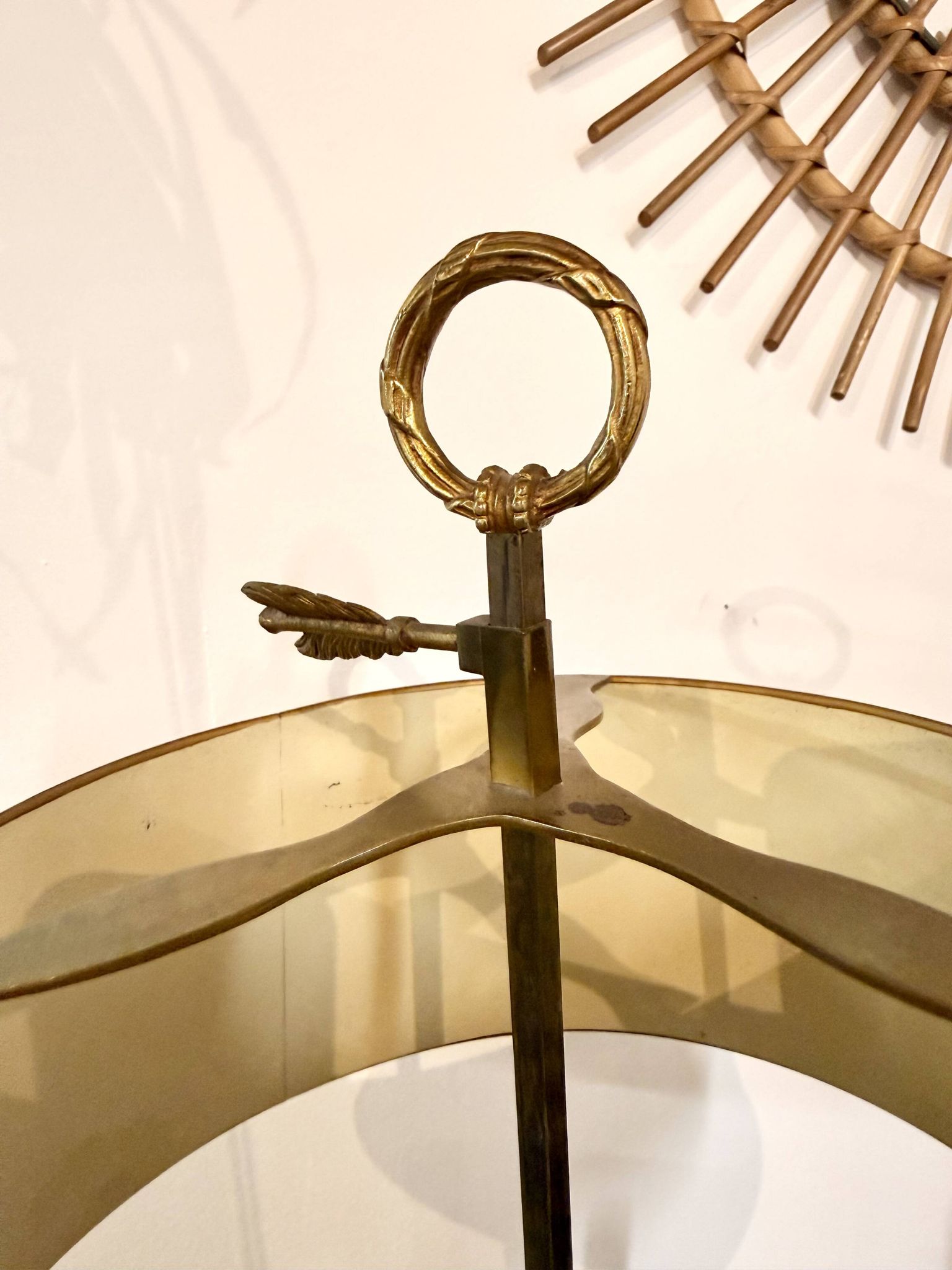 Lampe bouillotte ancienne en laiton – 3 lumières