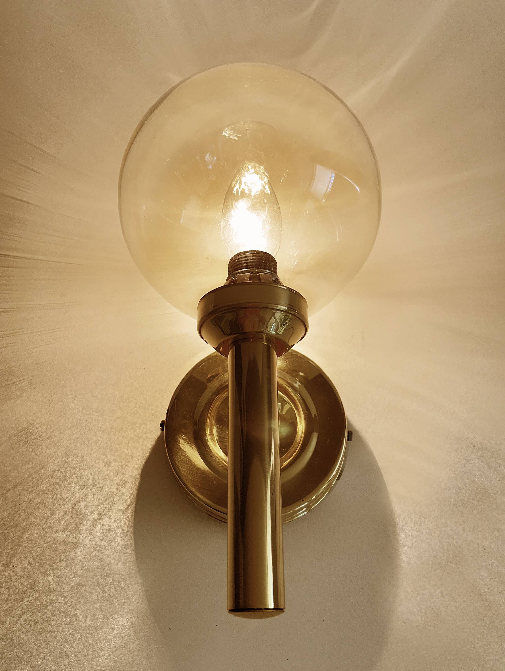 Pair Vintage Scandinavian Glass Wall Lights