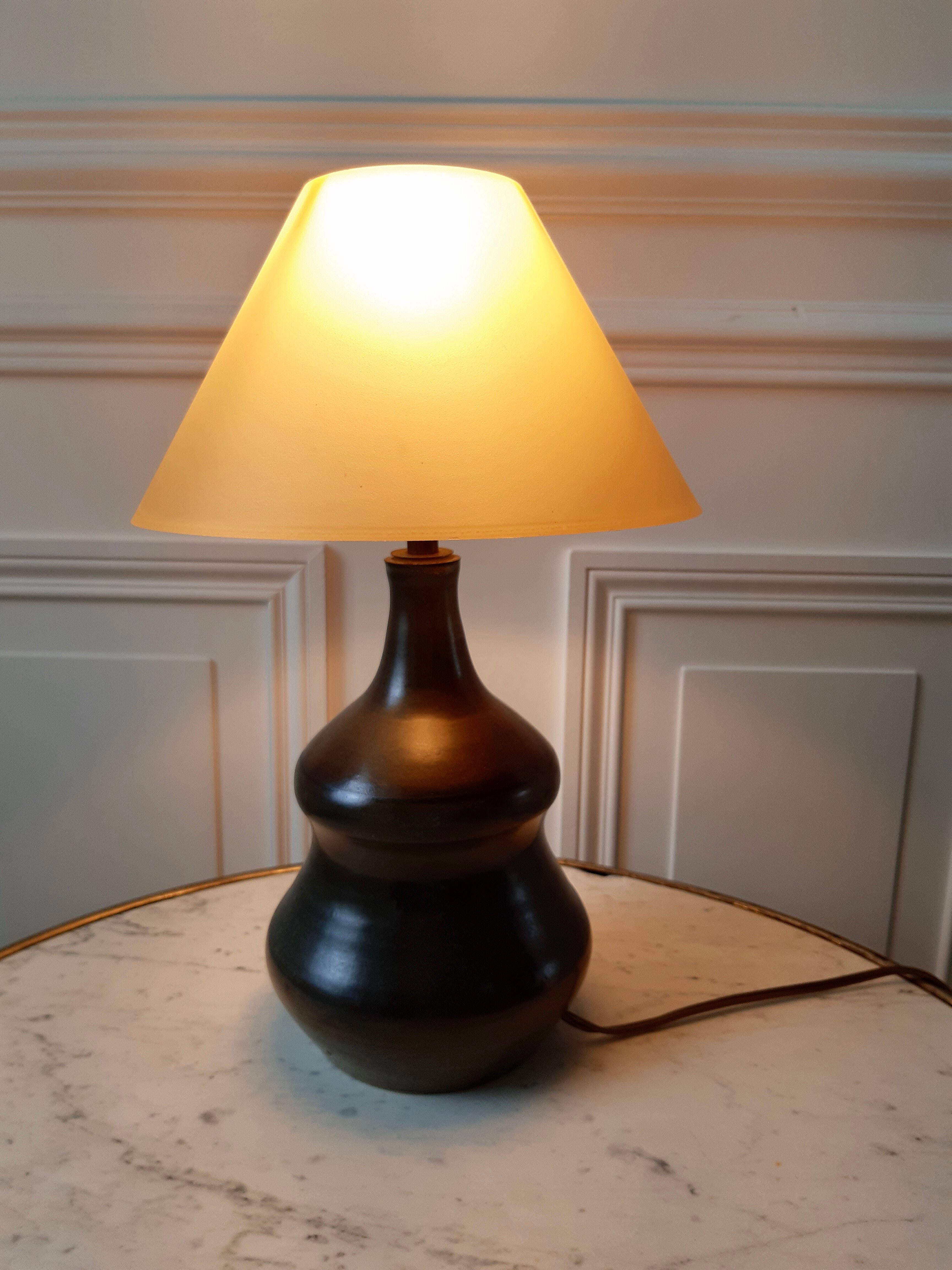 Handmade 70s sandstone lamp in France
