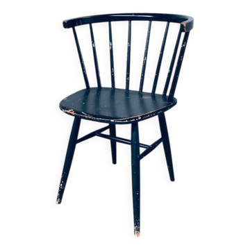 Mid-Century Scandinavian Design Curved Spindle Back Side Chair, Denmark, 1960s