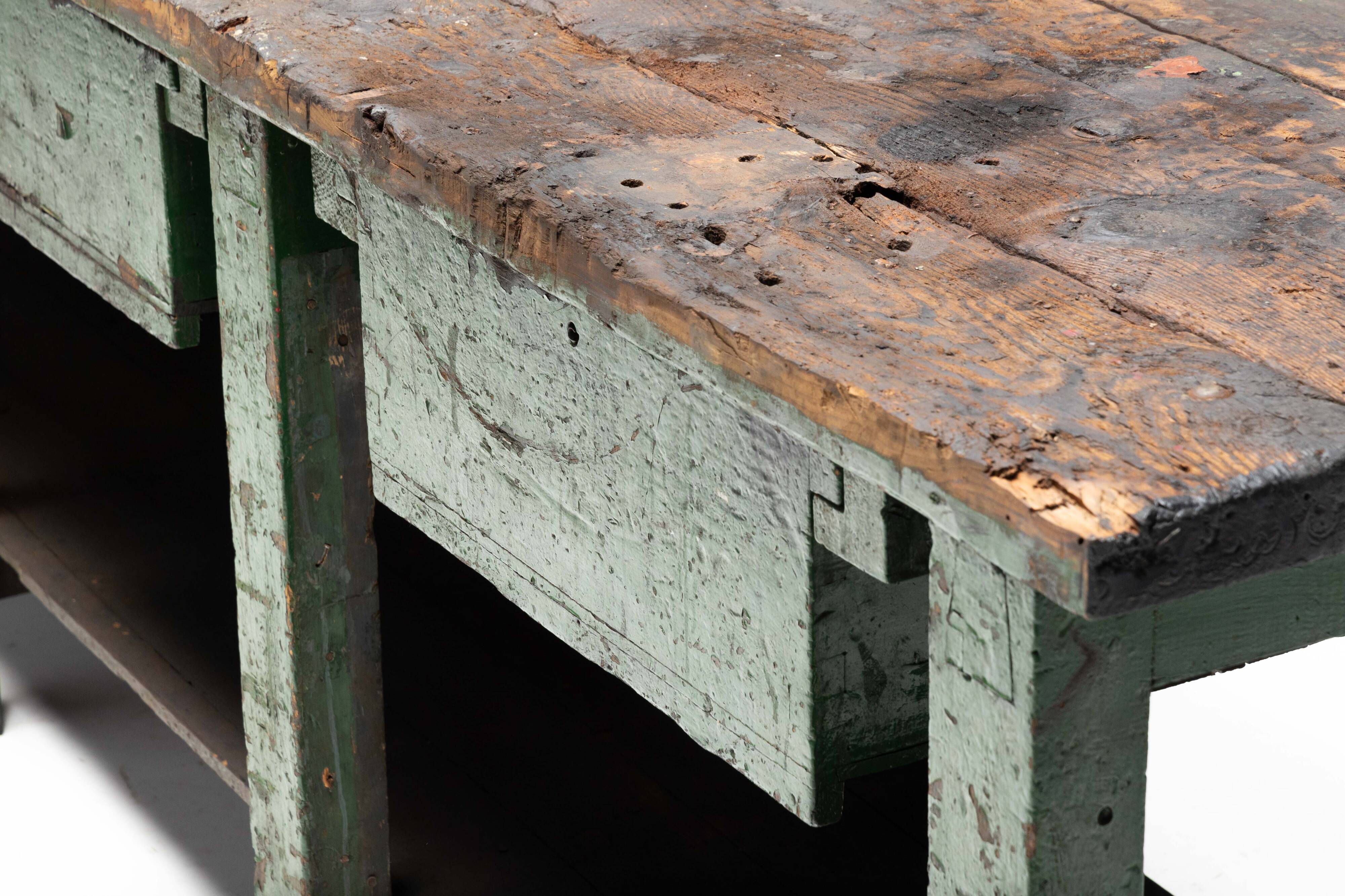 Rustic Industrial Workbench, France, Early 20th Century