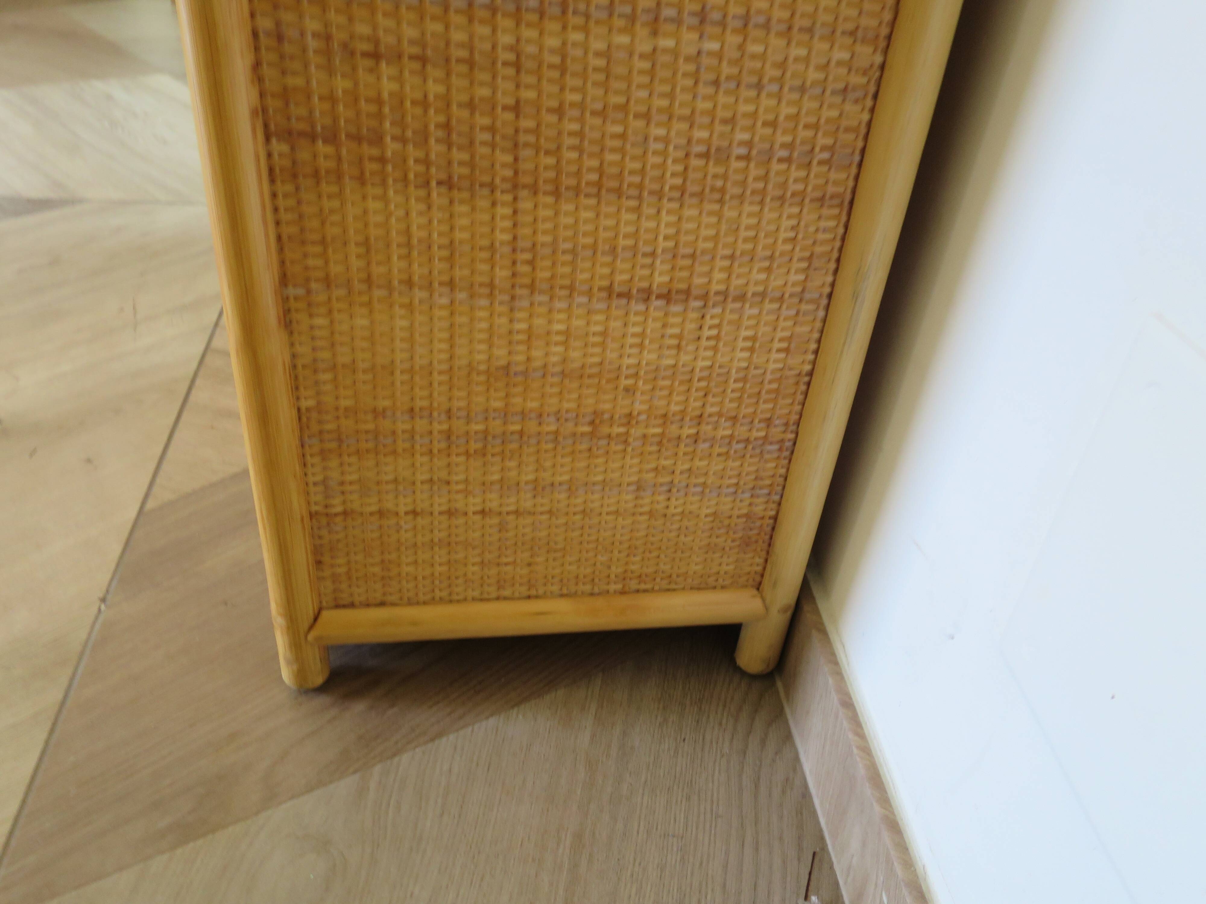 Vintage Library - 2 drawers - Woven rattan cupboard - 1980s - natural