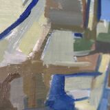 Original Swedish Oil On Canvas – “Blue And Green” By Lennart Kindgren – Vintage & Framed