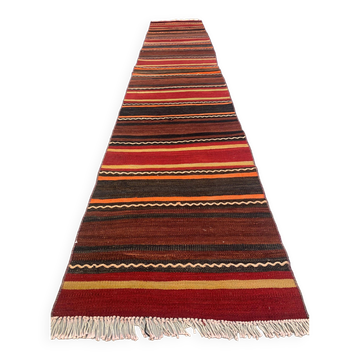 Ancien chemin de Kilim étroit turc 320x58 cm shabby chic, kelim vintage