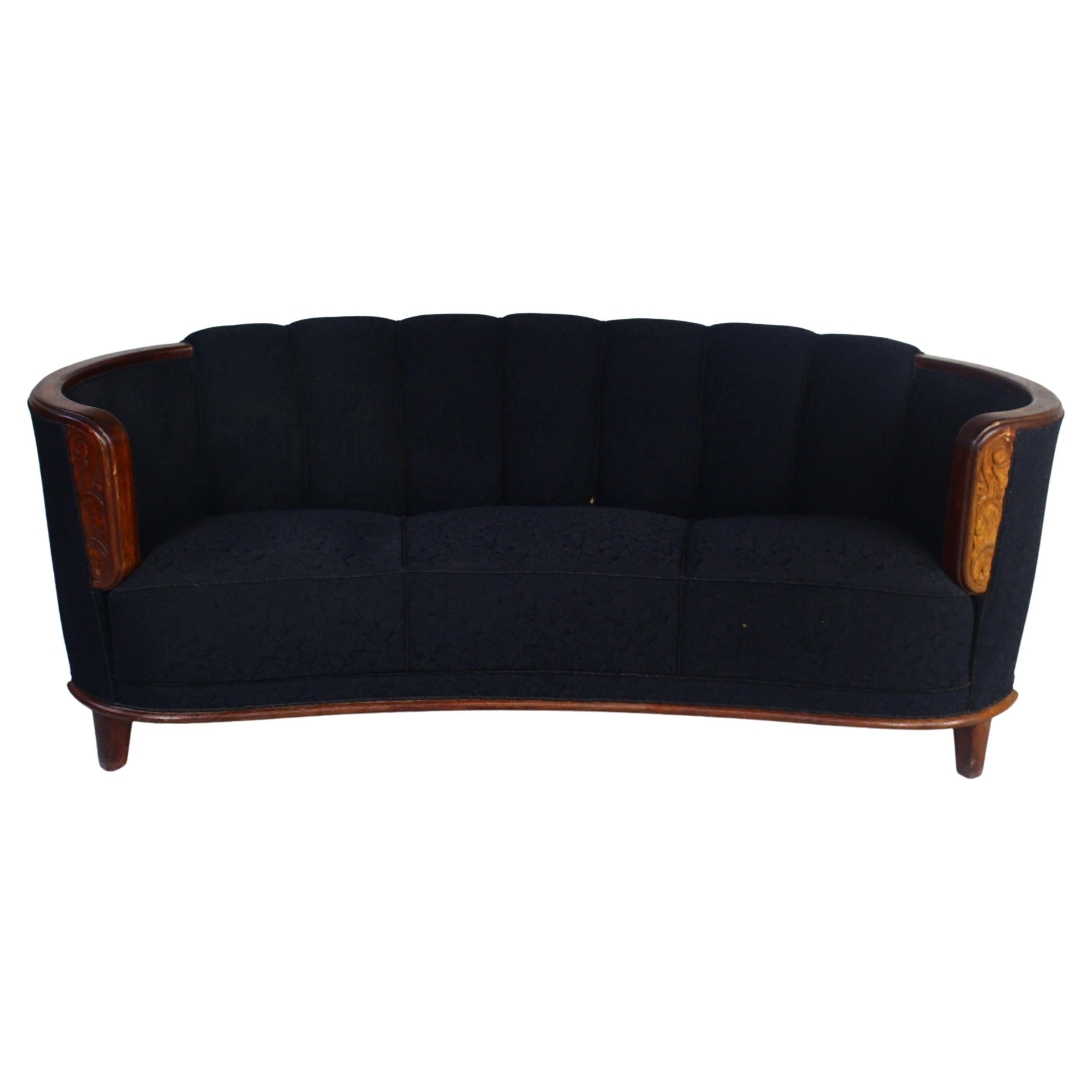 1930s Art Deco Curved Banana Sofa