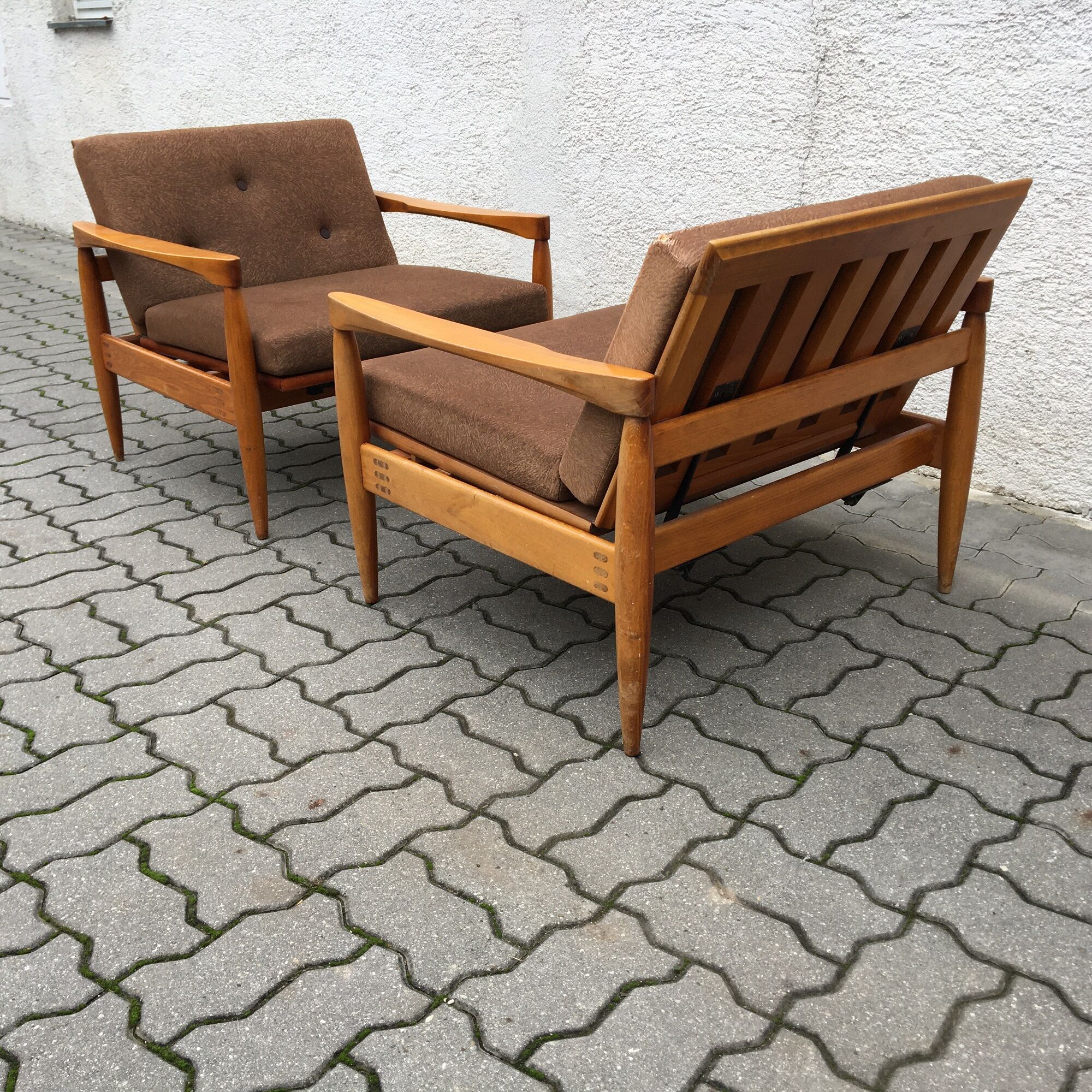 Vintage miroslav navratil lounge chairs adjustable mid century 60s