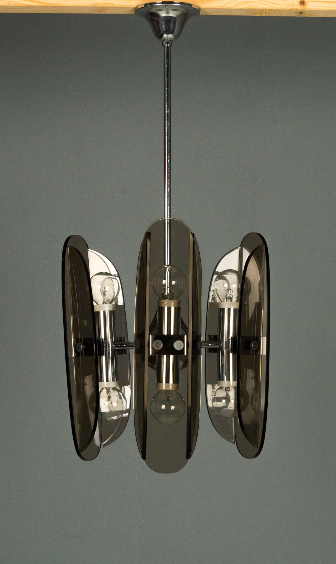 Lustre en verre fumé des années 1960