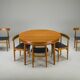 Danish Teak Extendable Dining Table and Chairs by Hans Olsen for Frem Røjle