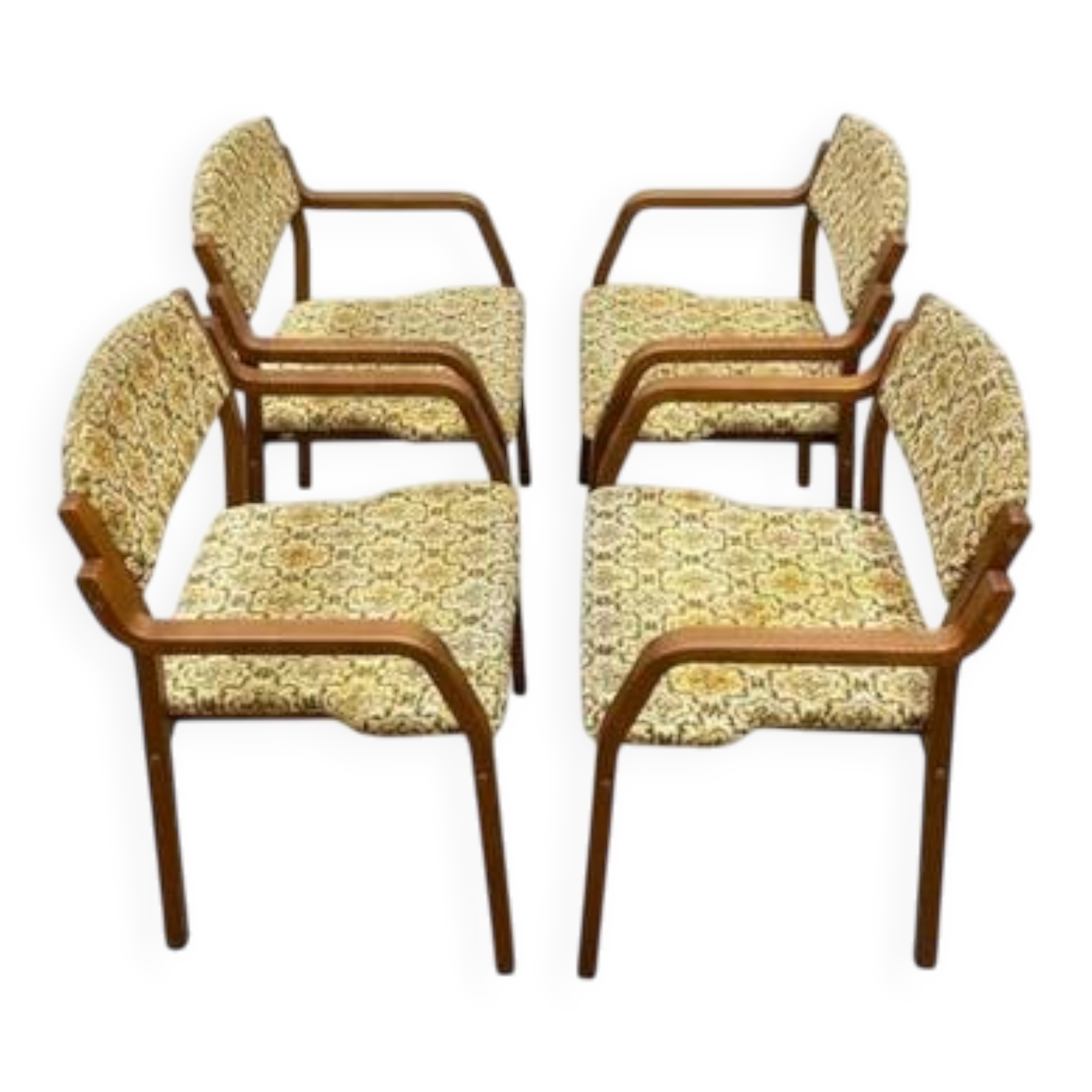 Fauteuils rétro ton de ludvík volák, tchécoslovaquie des années 1960 | ensemble de 4 chaises