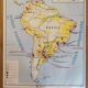 Carte scolaire ancienne Amérique du sud Brésil  2em face Australie, Océan Pacifique