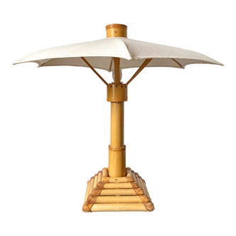 70s bamboo parasol lamp