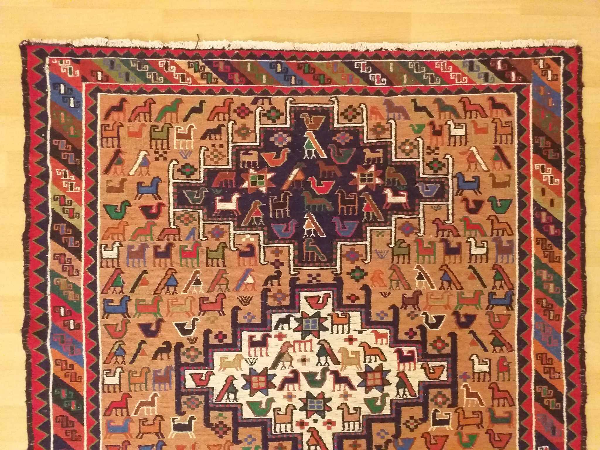 Kilim Anatolian Soumak handmade 142x118cm