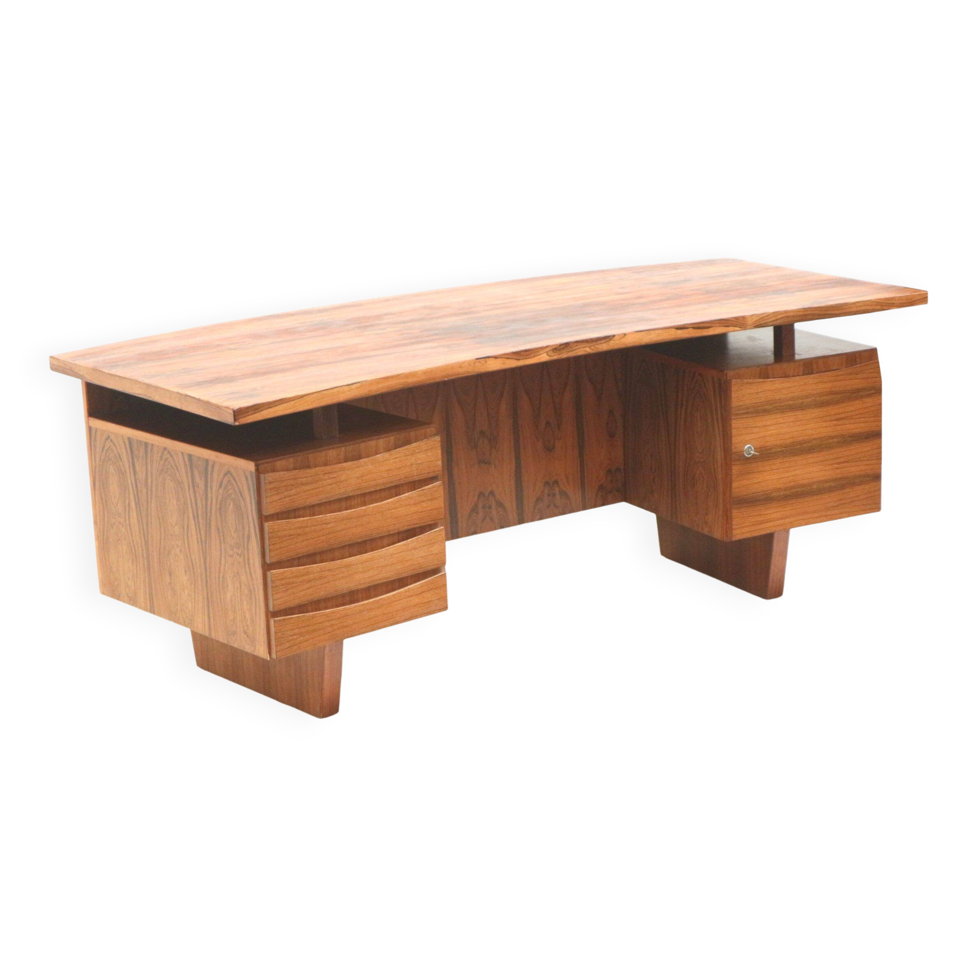 Large rosewood boomerang desk / executive desk from the 1960s