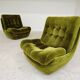 Pair of green velvet Atlantis armchairs by Jitona, ex Czechoslovakia 60s