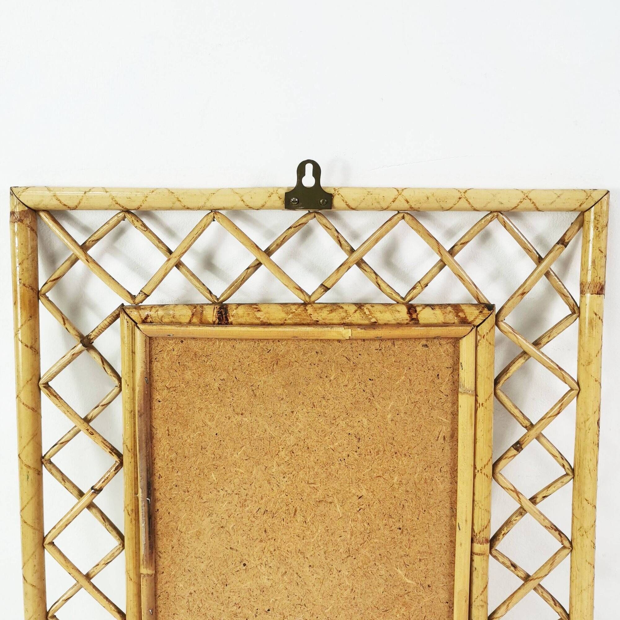 Mid Century Bamboo and Rattan Wall Mirror, Italy, 1960s
