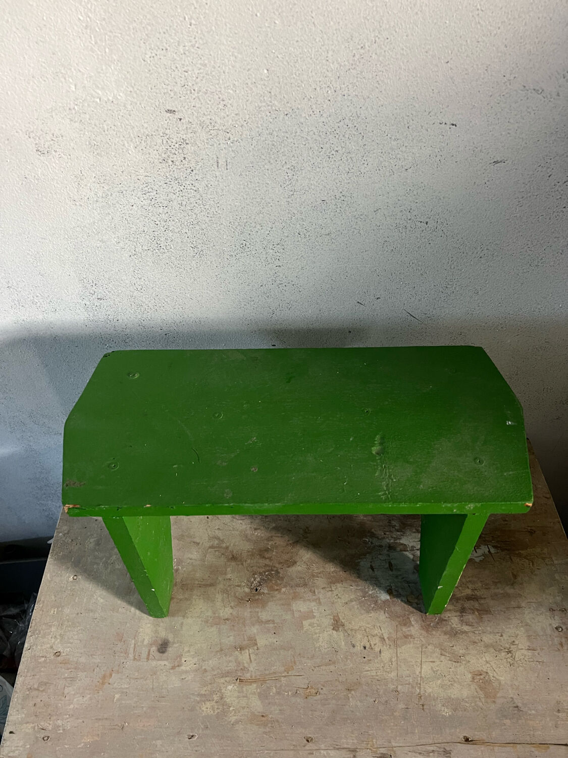 Green wood bench stool