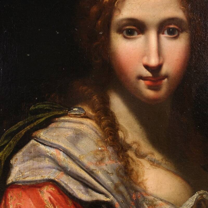 Ancient Italian painting from the 17th century, allegory of magnificence