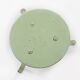Industrial green painted stool with steel base and wooden top, France 1930s