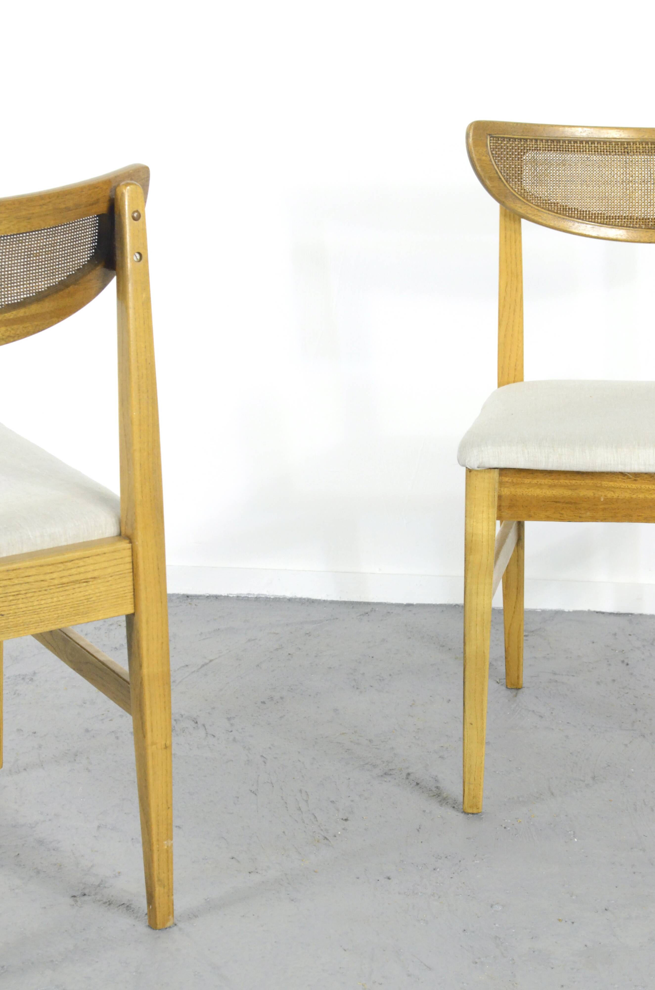 Very Rare Set Of 4 Vintage Midcentury Teak And Cane Bergere Chairs
