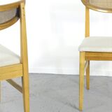 Very Rare Set Of 4 Vintage Midcentury Teak And Cane Bergere Chairs