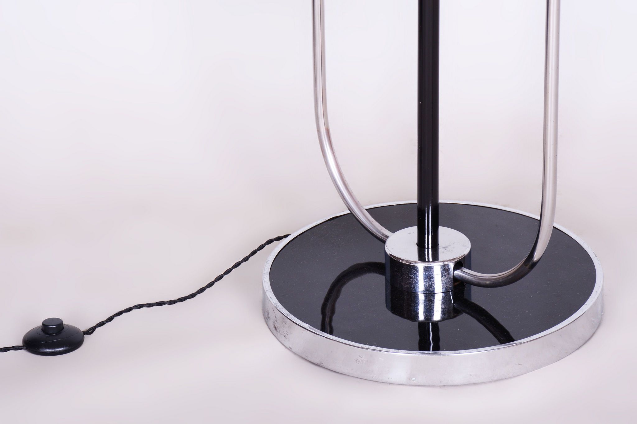 Restored Bauhaus Floor Lamp, J. Halabala, UP Zavody, Chrome, Czechia, 1930s