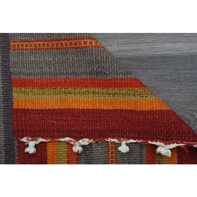 1970s Turkish Oushak Handmade Wool Cotton Orange Kilim Runner 72x252