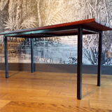 Modernist bench with teak slats