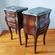 Paire de tables de chevet style Louis marbre noir
