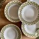 Set of 6 vintage hollow plates with yellow and black décor