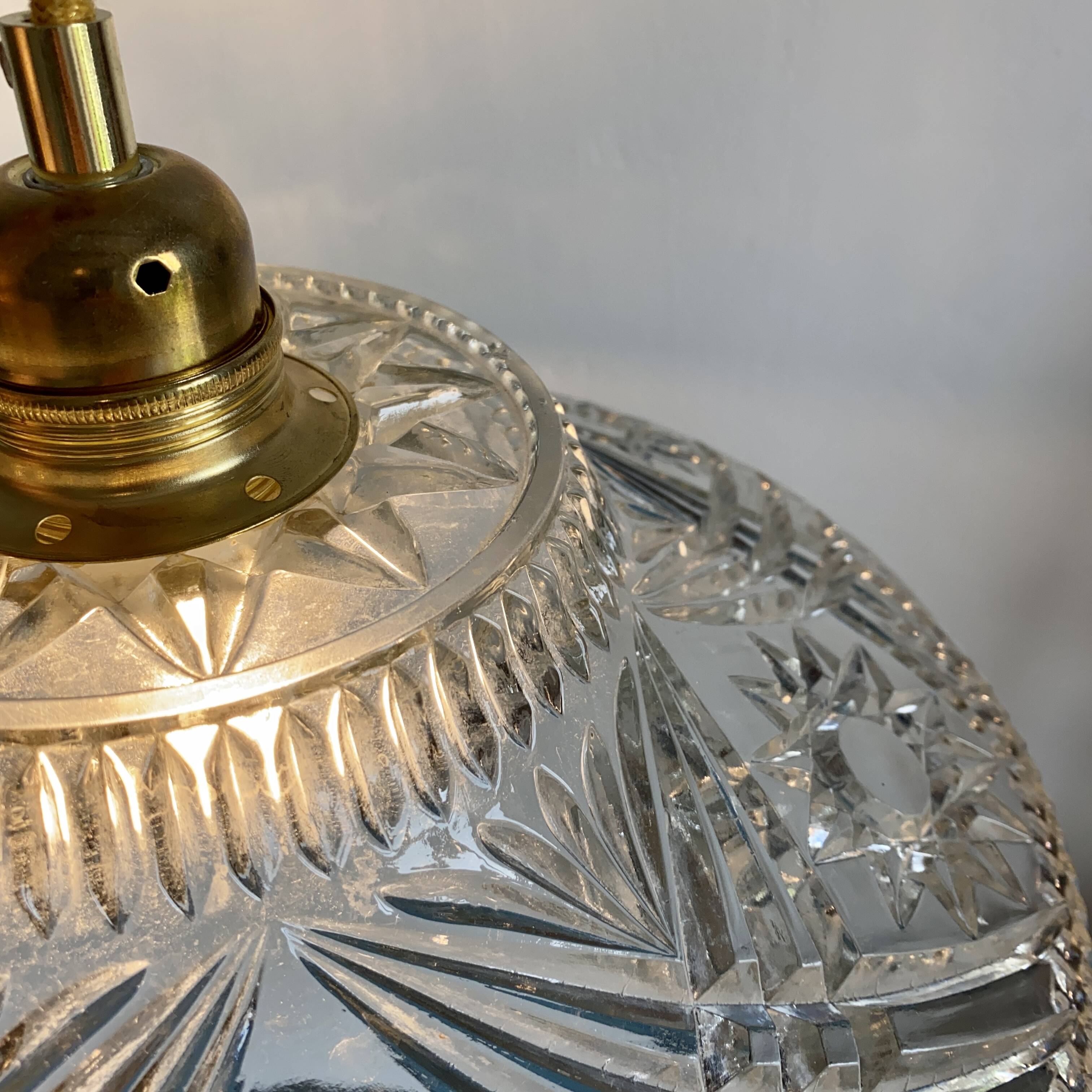 Suspension abat-jour vintage en verre - collection vaisselle -