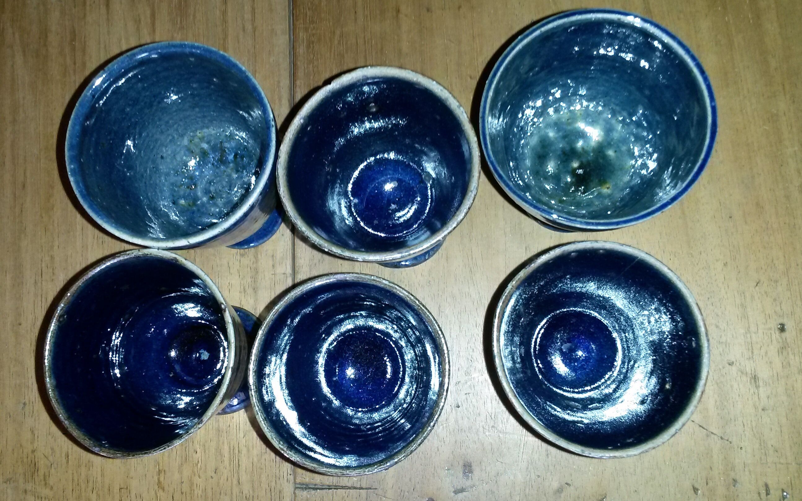Set of 6 mazagrans Blue ceramic