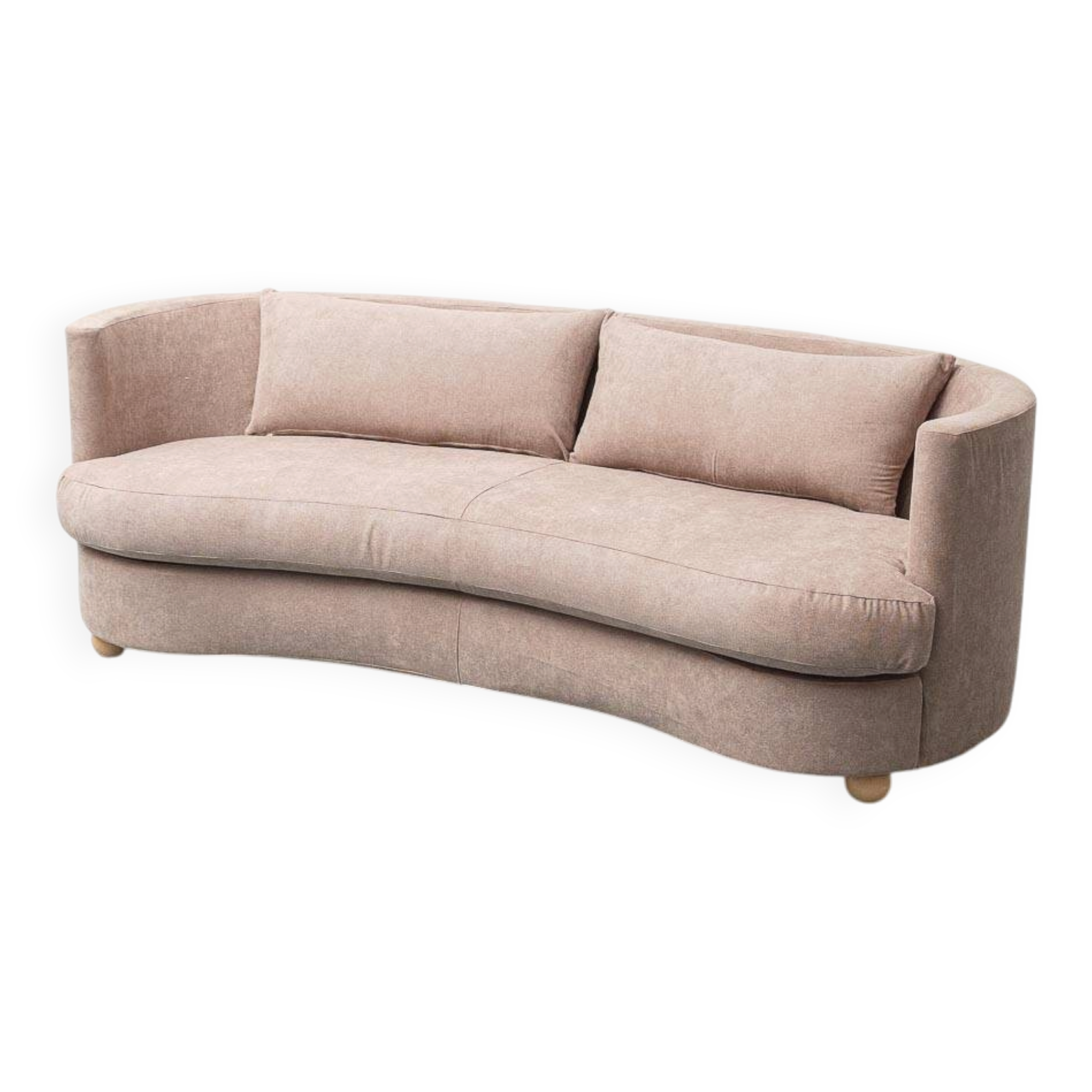 Vintage curved sofa in brown fabric – Italian design from the 1970s modernism