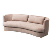 Vintage curved sofa in brown fabric – Italian design from the 1970s modernism