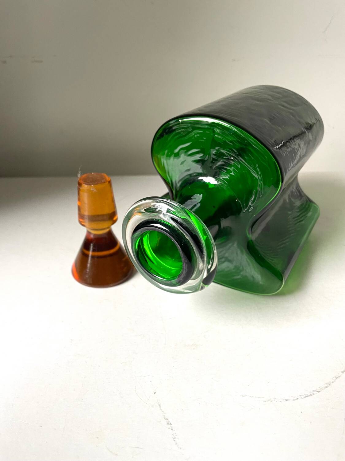 Holmegaard Dark Green Vintage with orange cap Decanter Danish