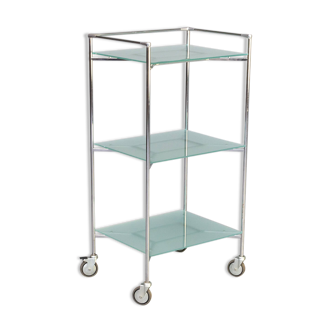 80s three-storey trolley rack aluminium and glass