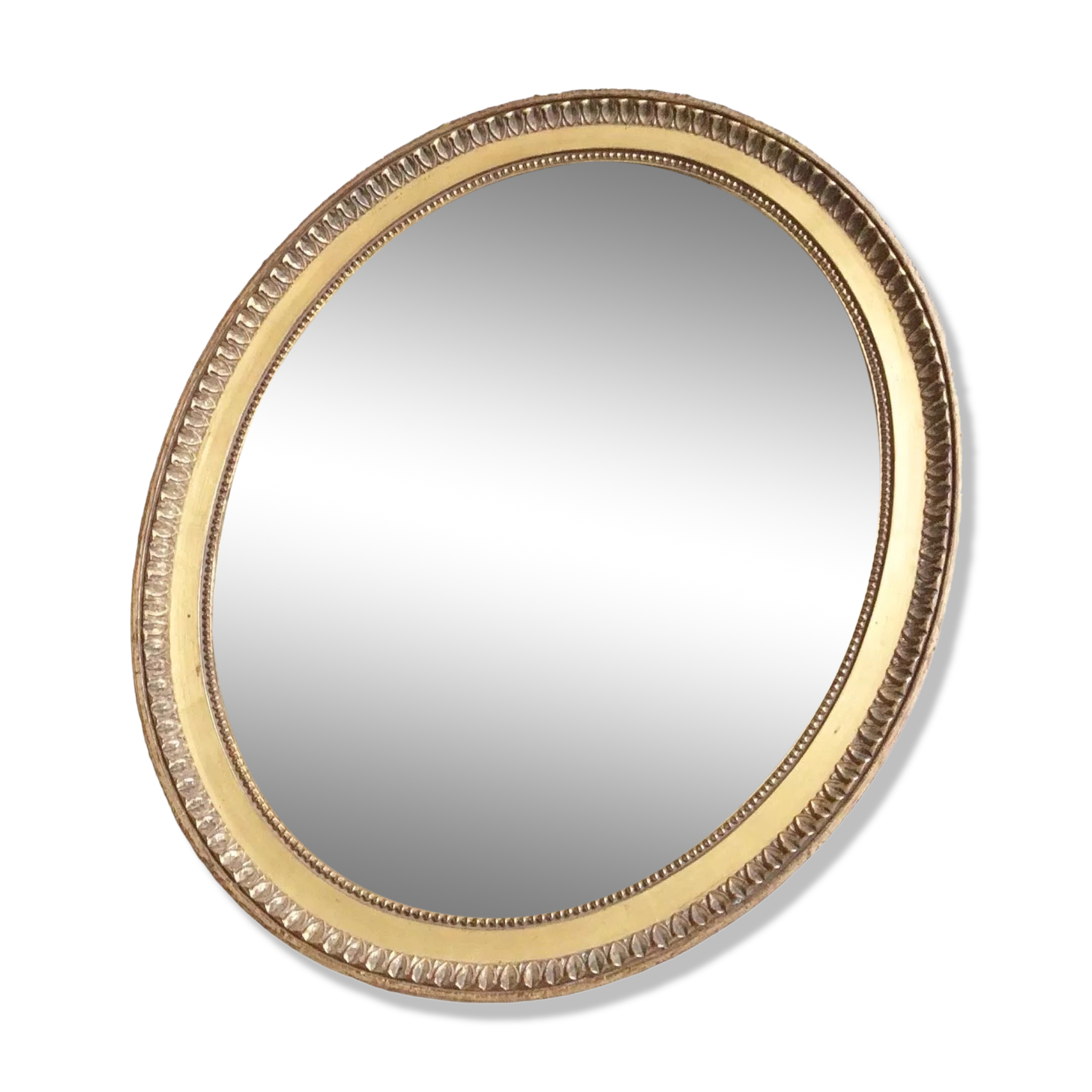 Miroir doré ovale vintage, 58x48 cm